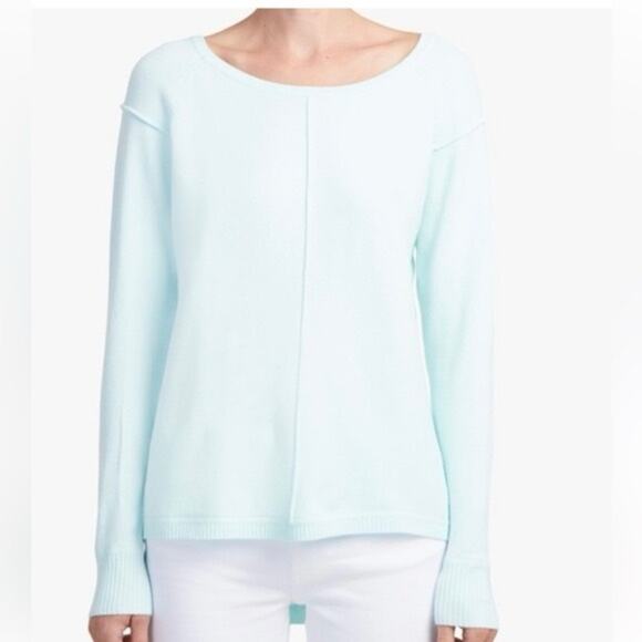 French Connection Sweater Womens L Pastel Blue High Low Hem Lightweight Coastal - Picture 1 of 7